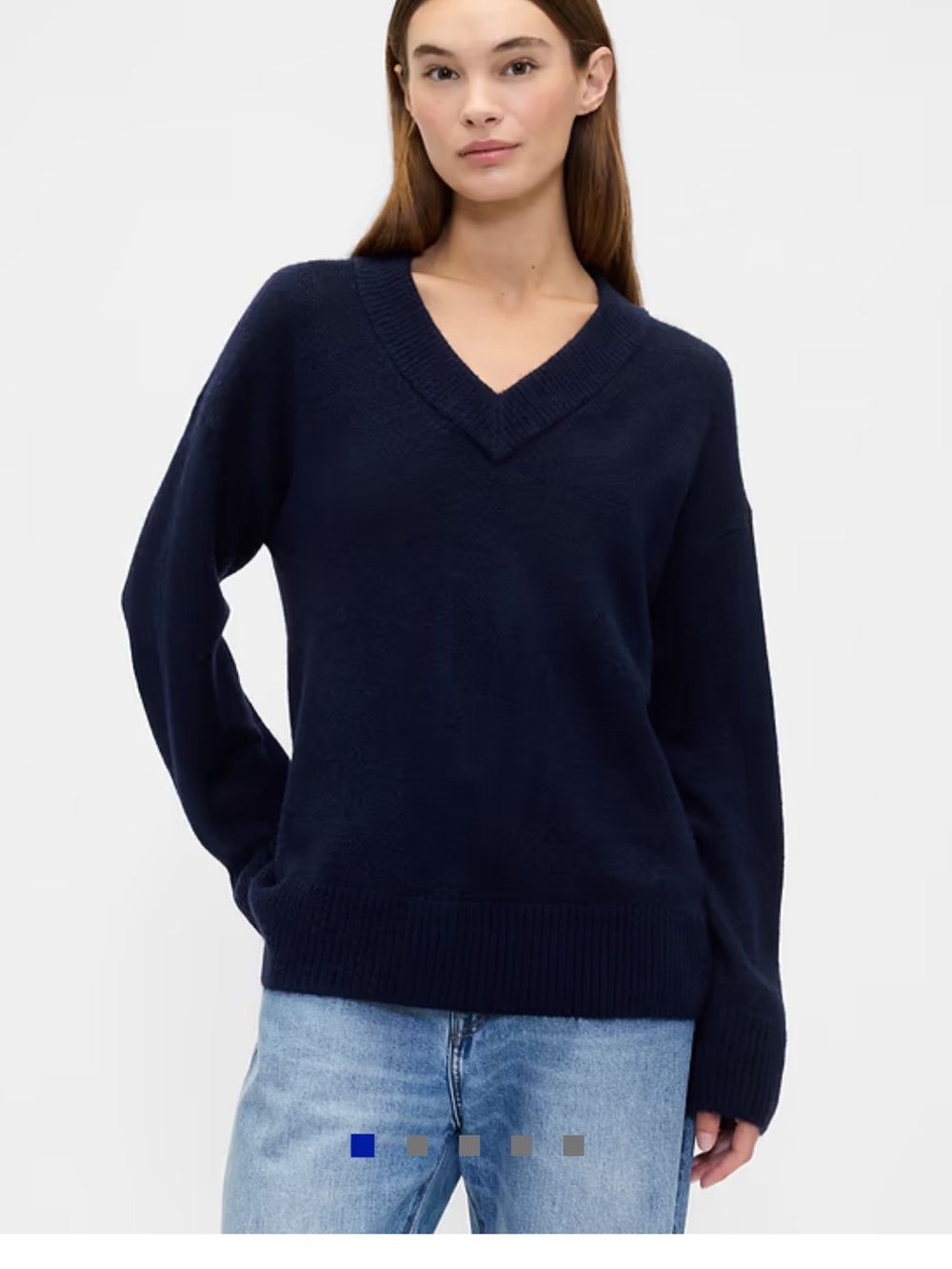 Navy Blue Oversized V-Neck Sweater